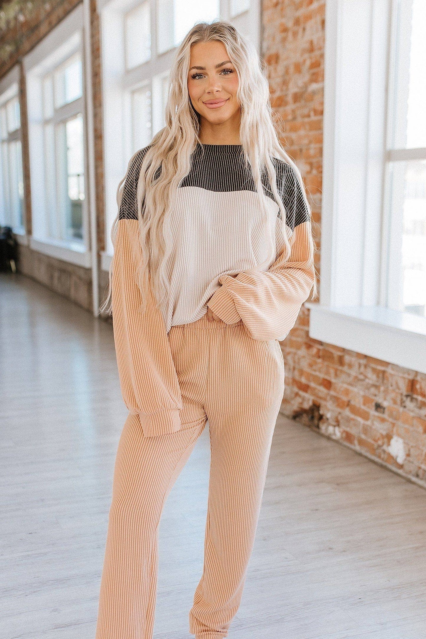 Khaki Desmond Colorblock Lounge Set