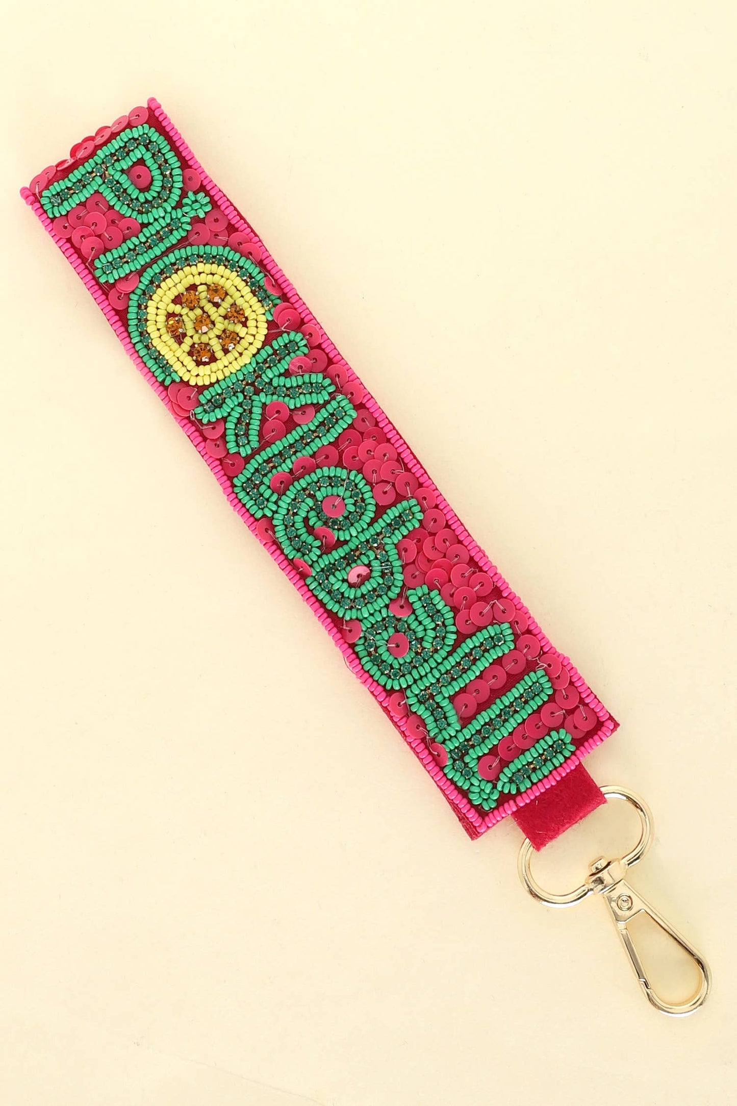 Pickleball Seed Beaded Rhinestone Keychain