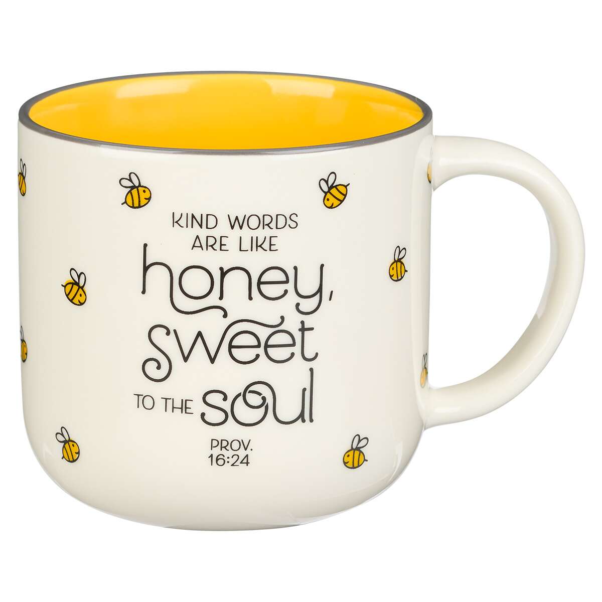 Bees Kind Words Prov. 16:24 Yellow Mug