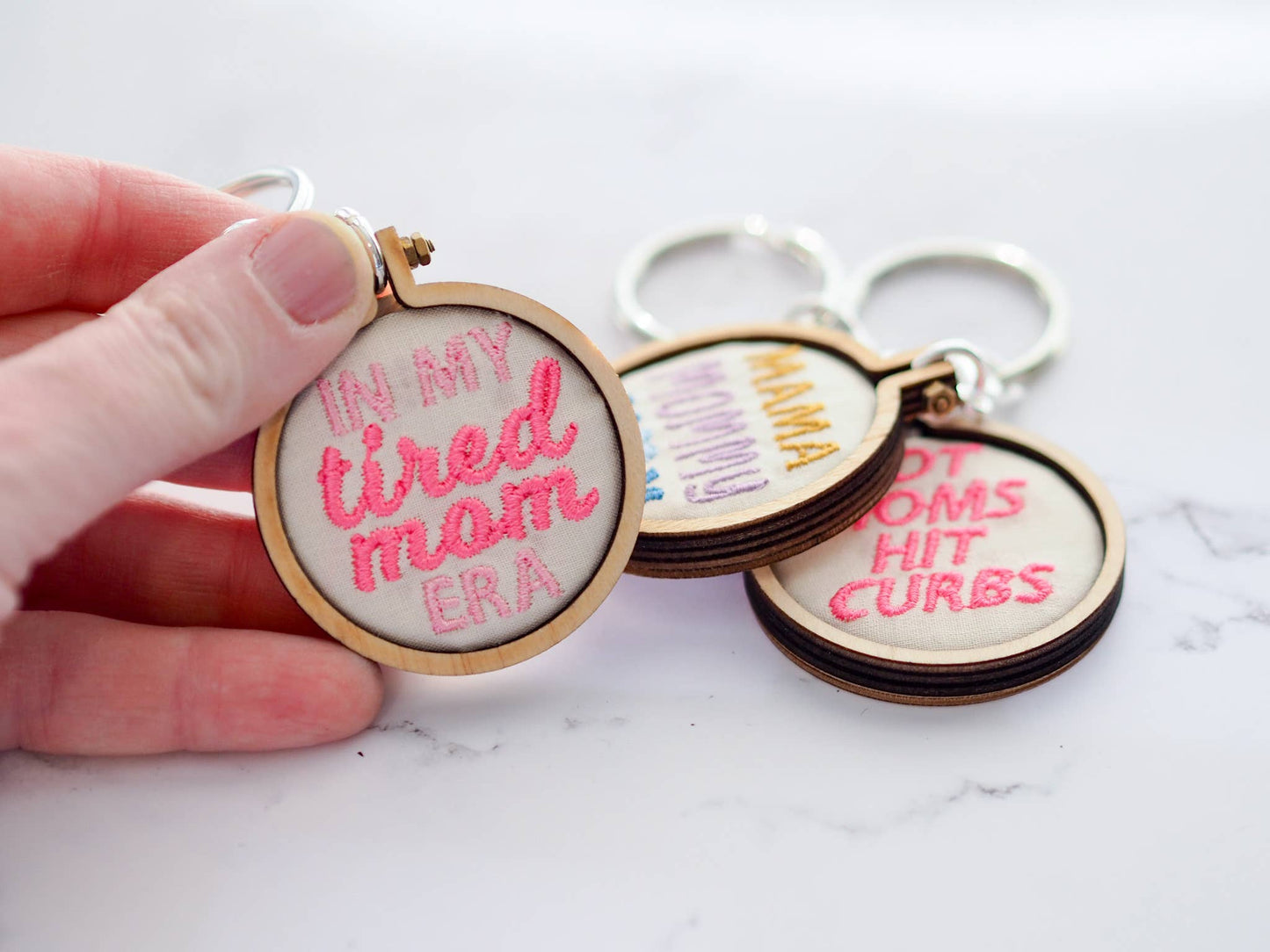Embroidered Keychain - In My Tired Mom Era