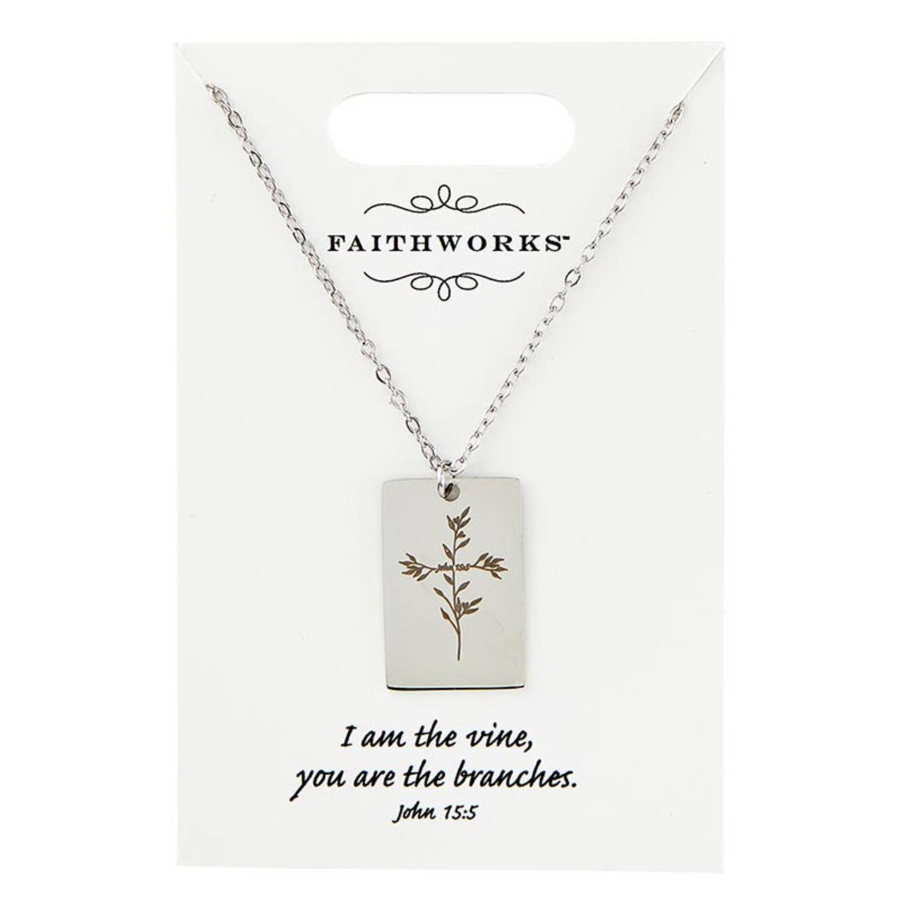 Jesus is the Vine Square Pendant Necklace
