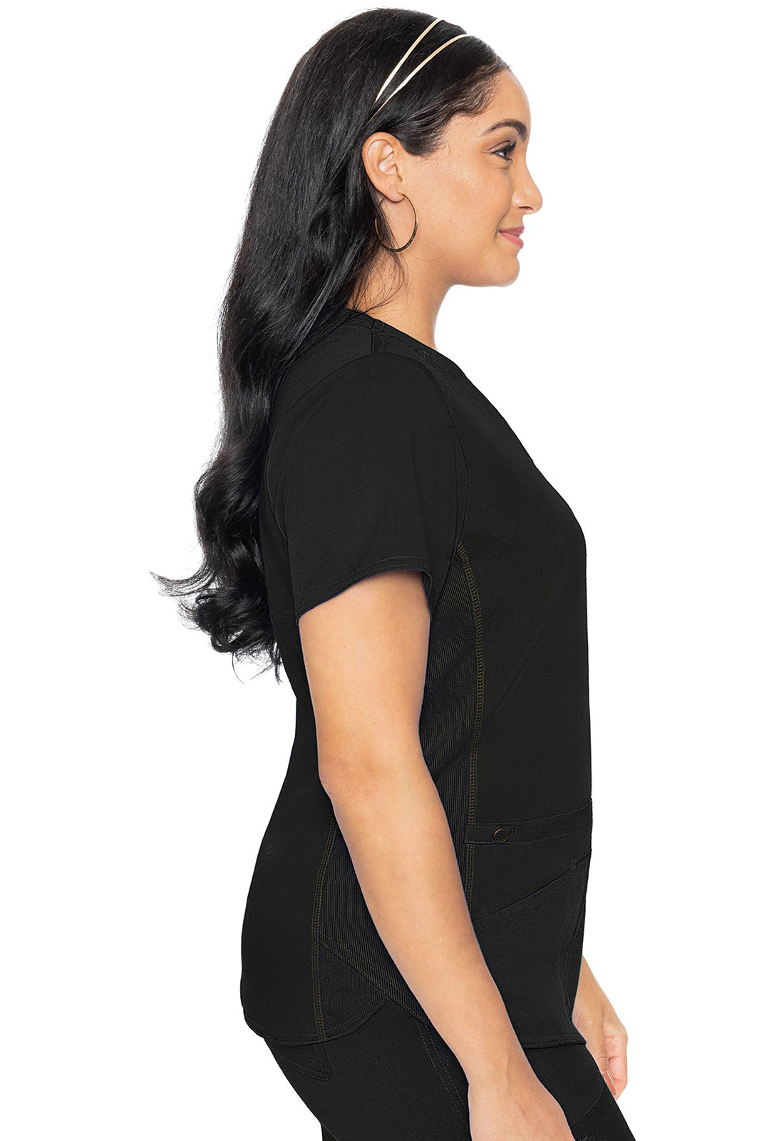 Med Couture V-Neck Shirttail Top in Black MC7459