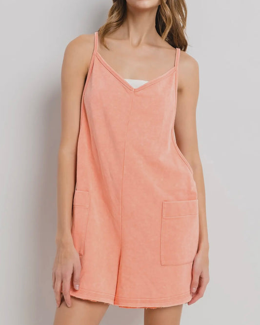 Orange Mineral Washed French Terry Romper
