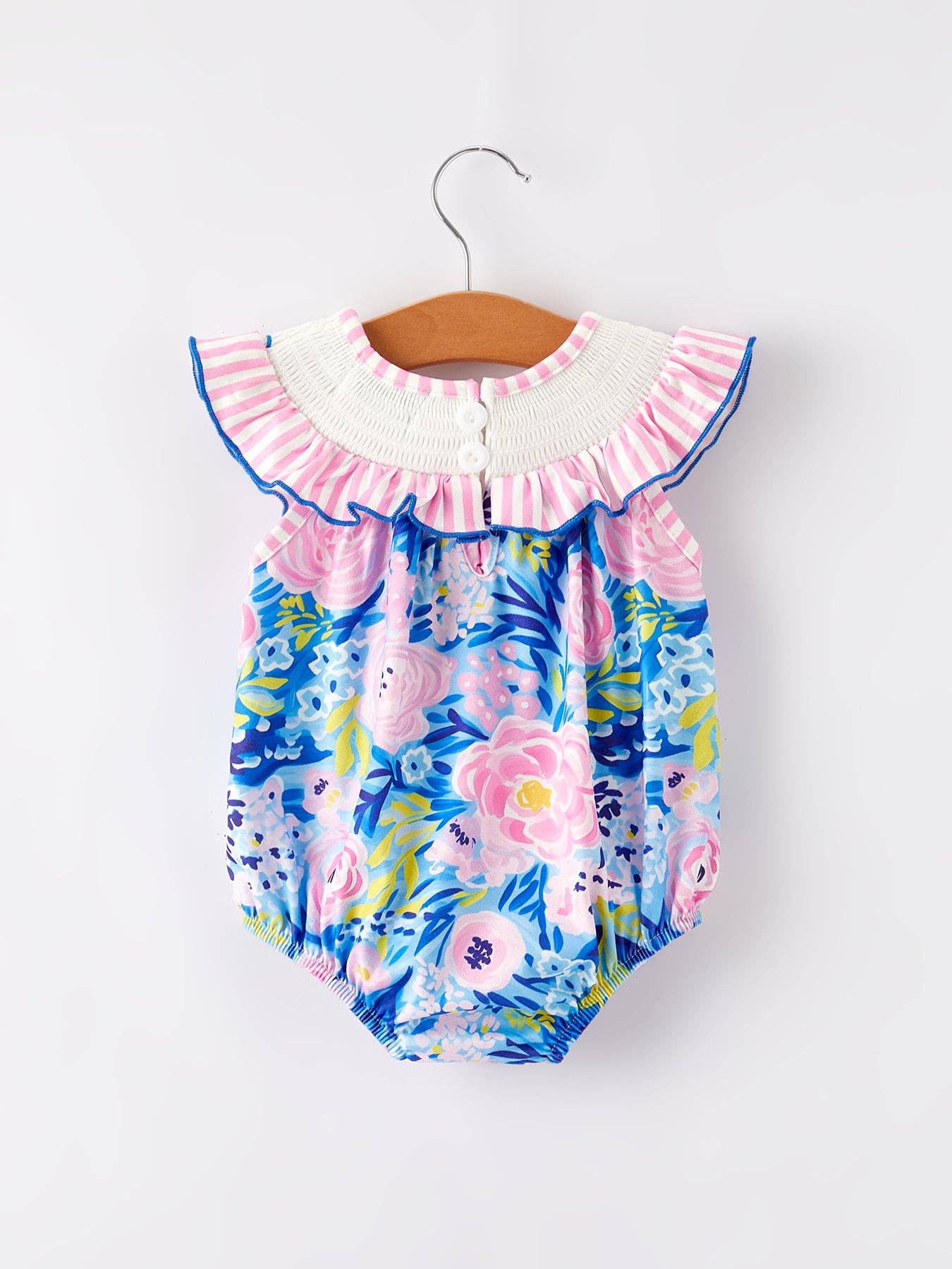 I Love Mama Embroidery Smocking Baby Romper