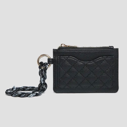 Jen & Co. Rhodes Quilted Wallet w/ Chain Bangle - Black
