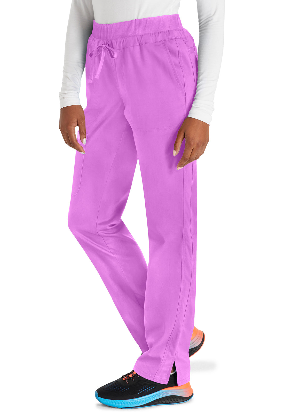 Cherokee Workwear Mid Rise Tapered Leg Drawstring Pant in Sweet Berry WW105 SVBB