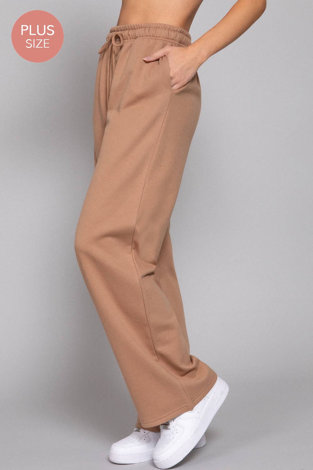 Plus Size Deep Charcoal Straight Leg Inner Fleece Jogger Pants
