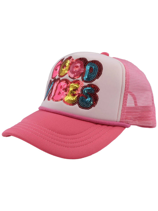 Simply Southern Sequin Trucker Style Hat - Good Vibes
