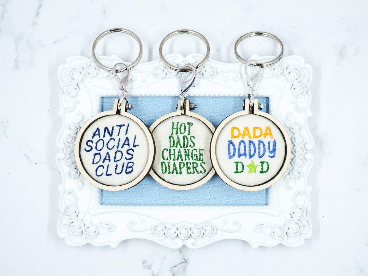 Embroidered Keychain - Dada Daddy Dad