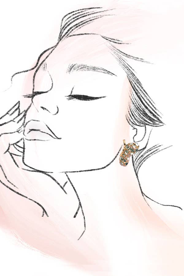 Gold Butterfly Baguette Rhinestone Earrings