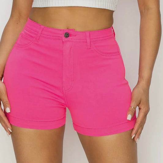 Neon Pink High Waisted Super-Stretch Shorts