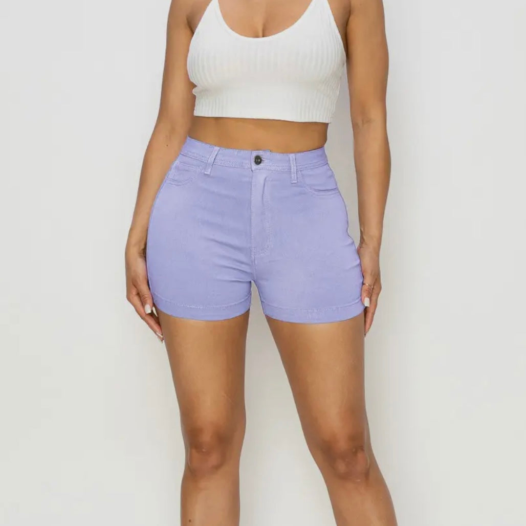 Lilac High Waisted Super-Stretch Shorts