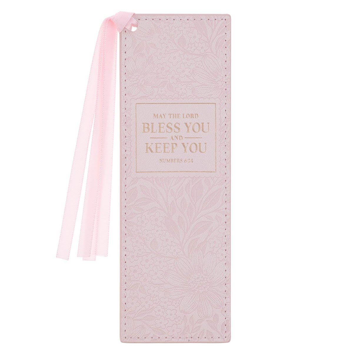 Faux Leather Pink Bless You and Keep You Num. 6:24 Bookmark