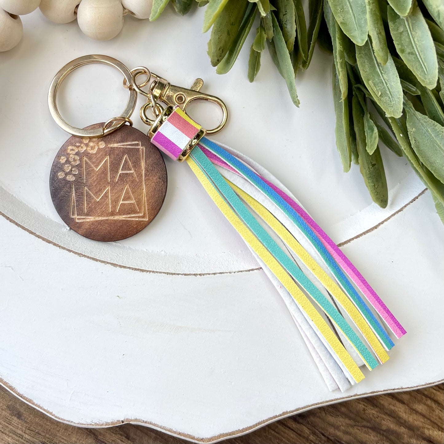 Mama Tassel Keychain - Rainbow