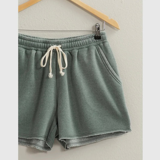 Gray Green Drawstring Lounge Shorts