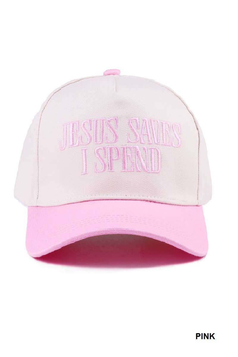 Jesus Saves I Spend Two Tone Fuchsia Hat