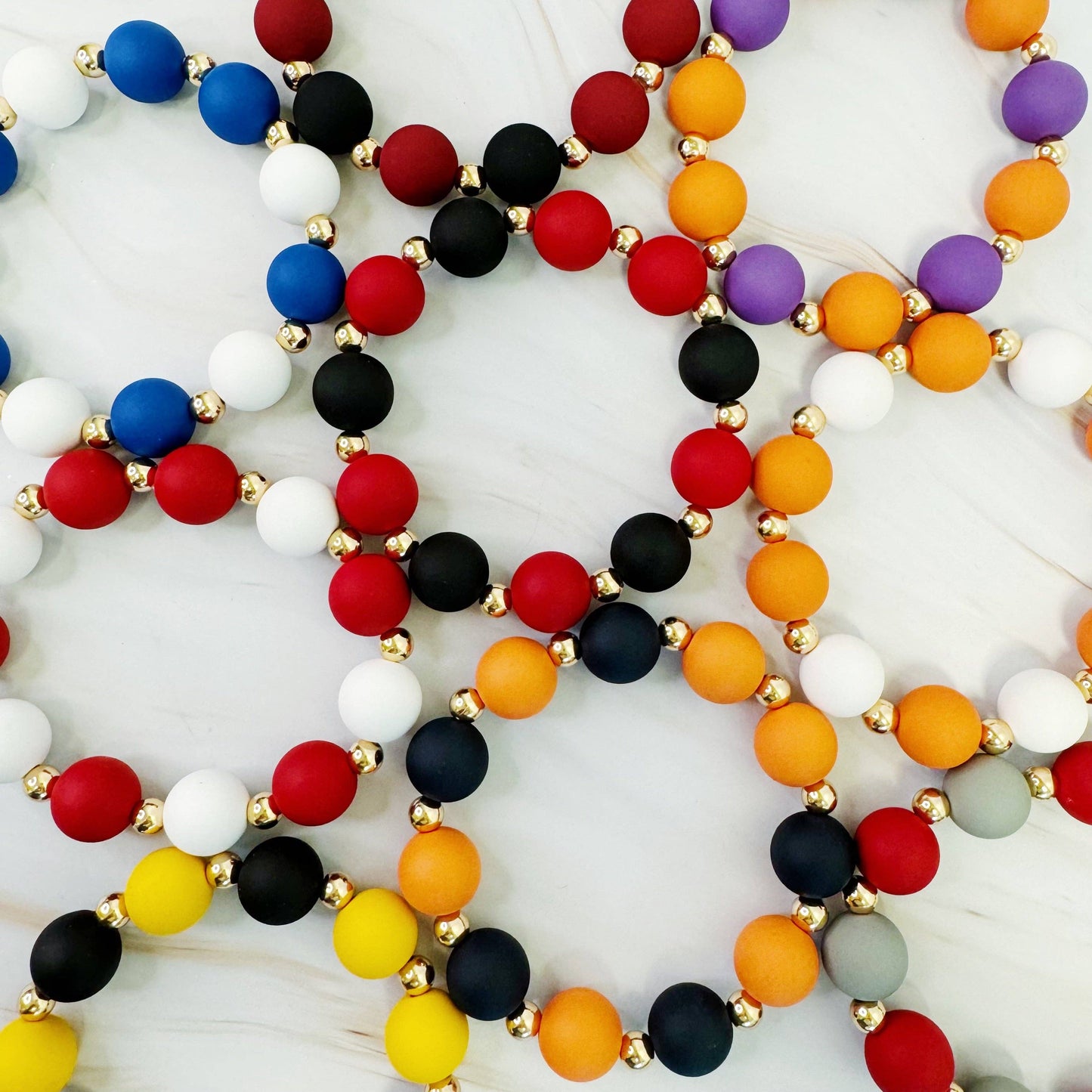 Red & Black Champion Ball Bead Stretch Bracelet