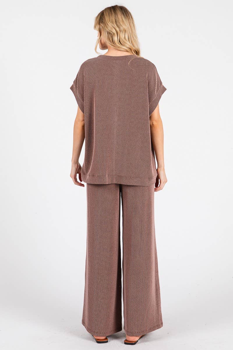 Blue Rib Knit Lounge Set