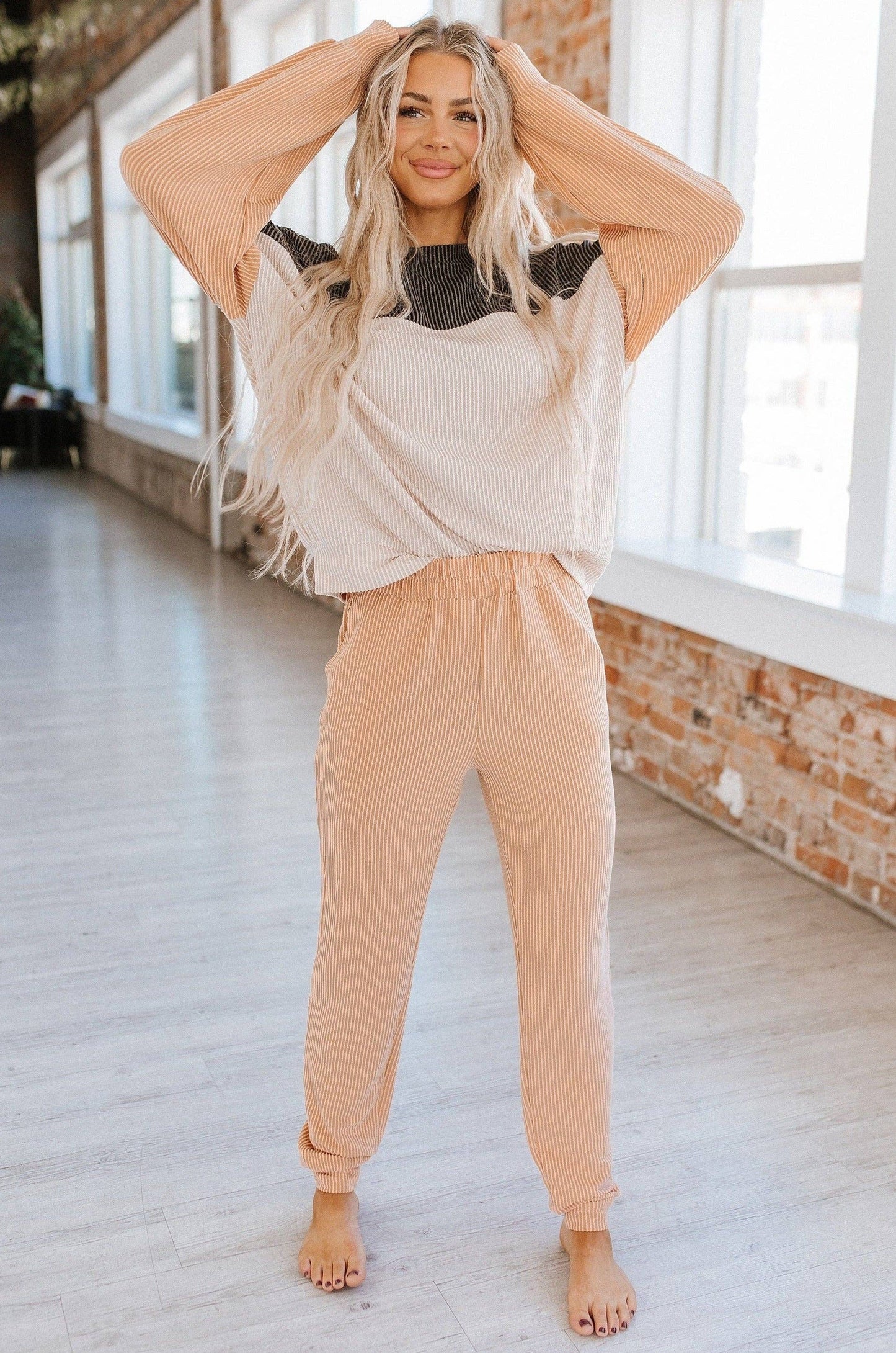 Khaki Desmond Colorblock Lounge Set