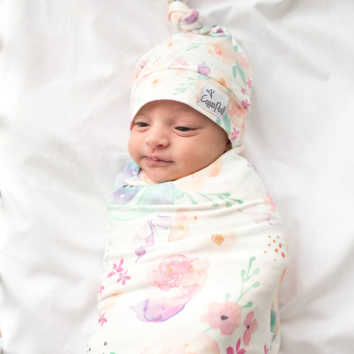 Copper Pearl Bloom Top Knot Hat 0-4mo