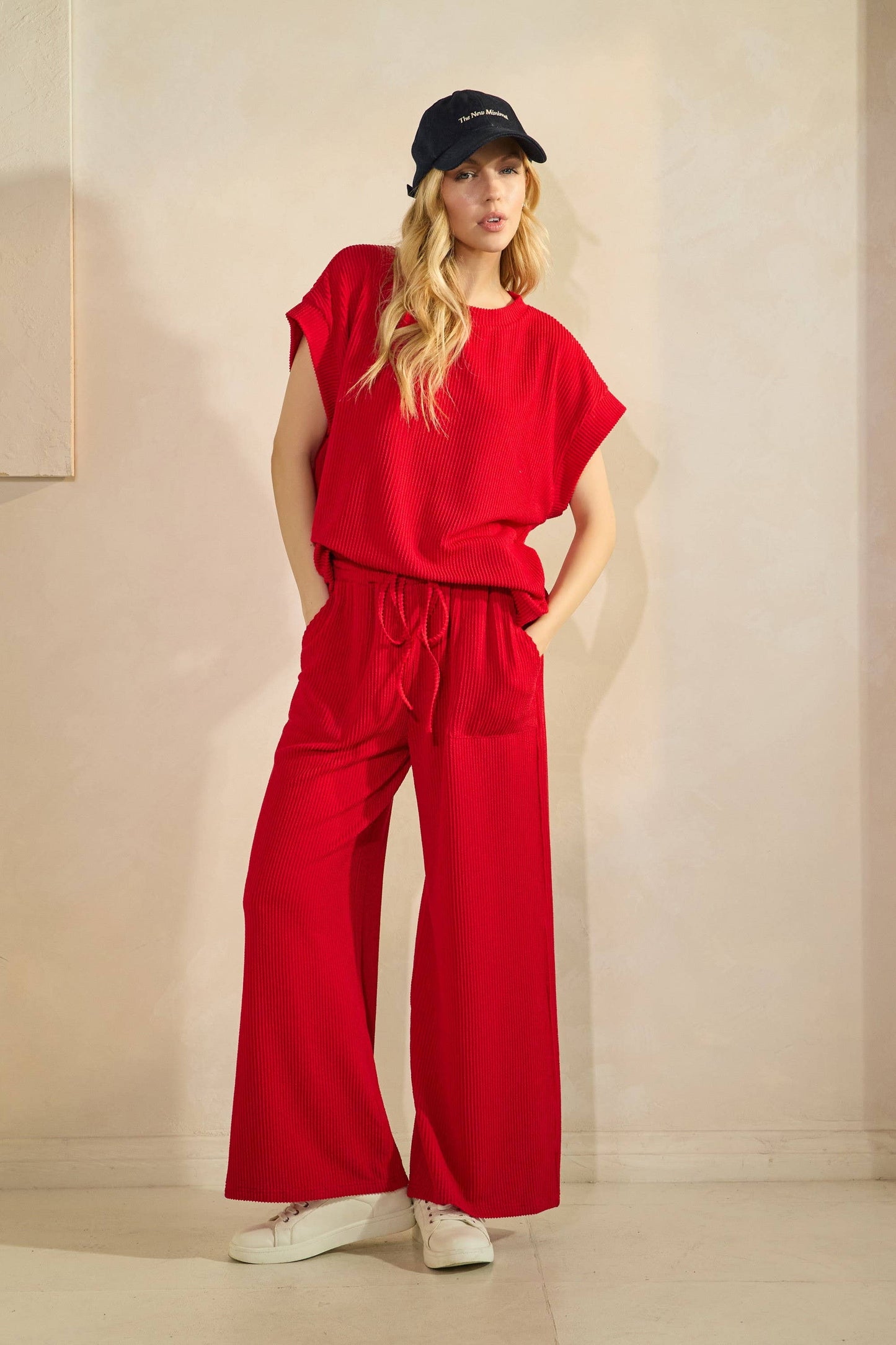 Blue Rib Knit Lounge Set