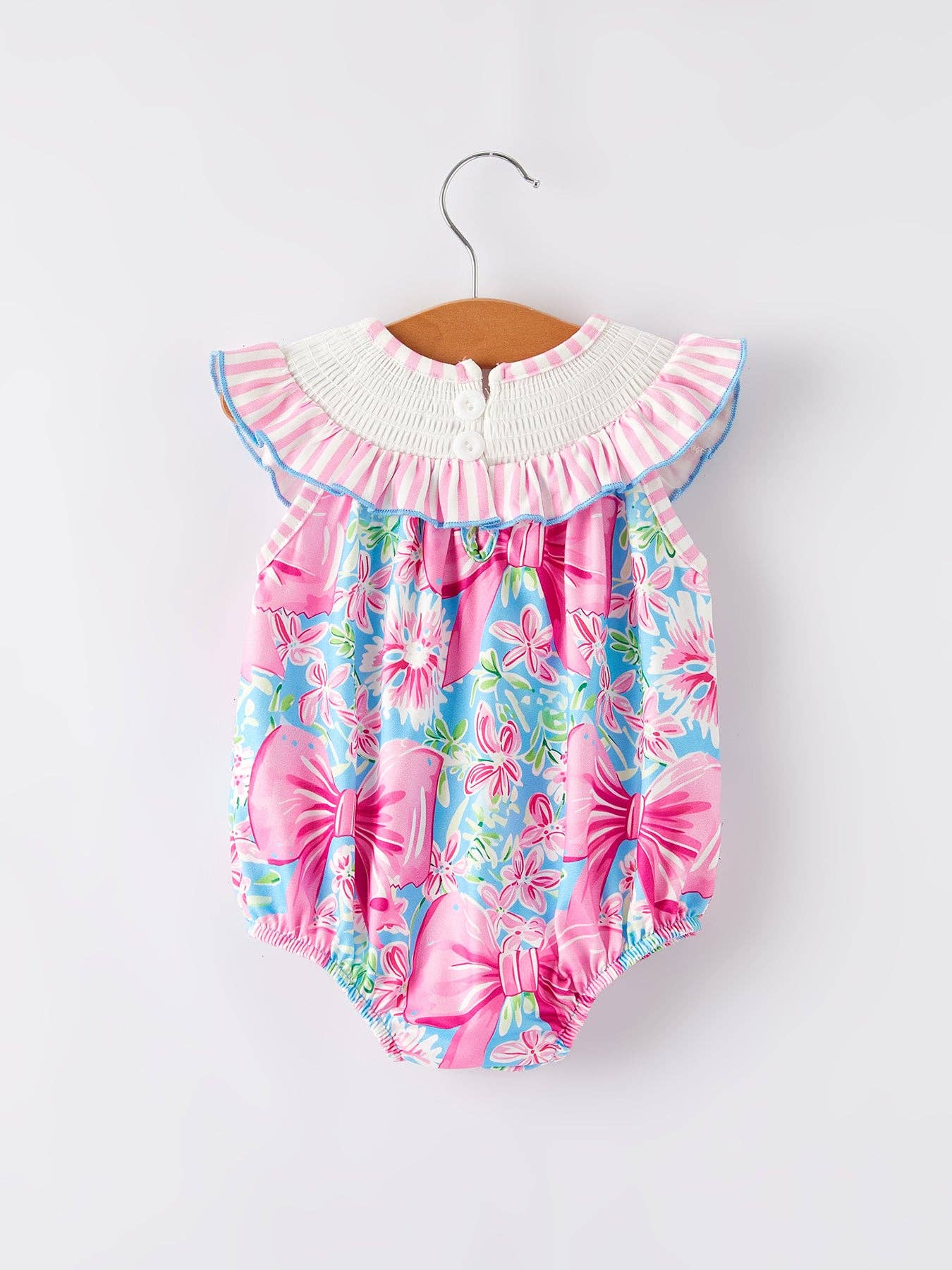 I Love Dad Embroidery Smocking Baby Romper