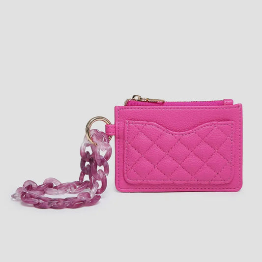 Jen & Co. Rhodes Quilted Wallet w/ Chain Bangle - Hot Pink