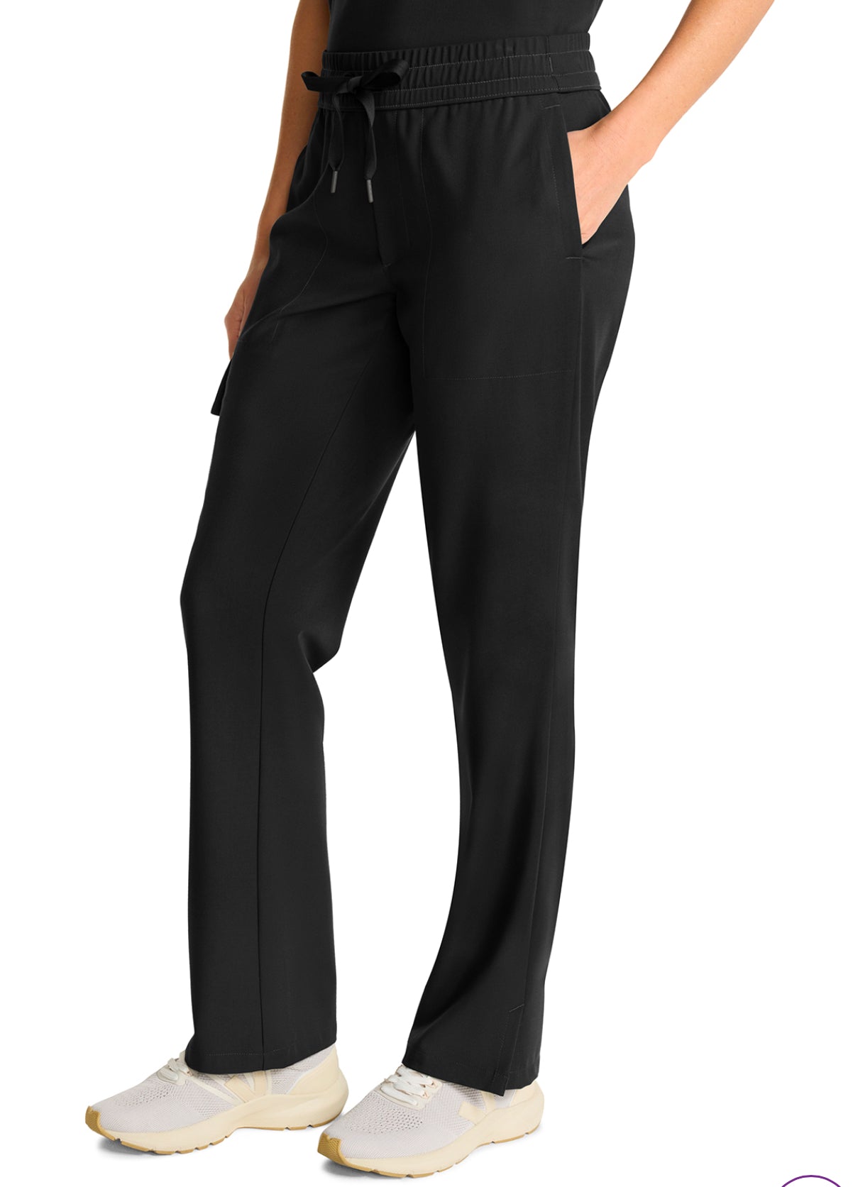 Healing Hands Mid Rise Drawstring Straight Leg Pant in Black