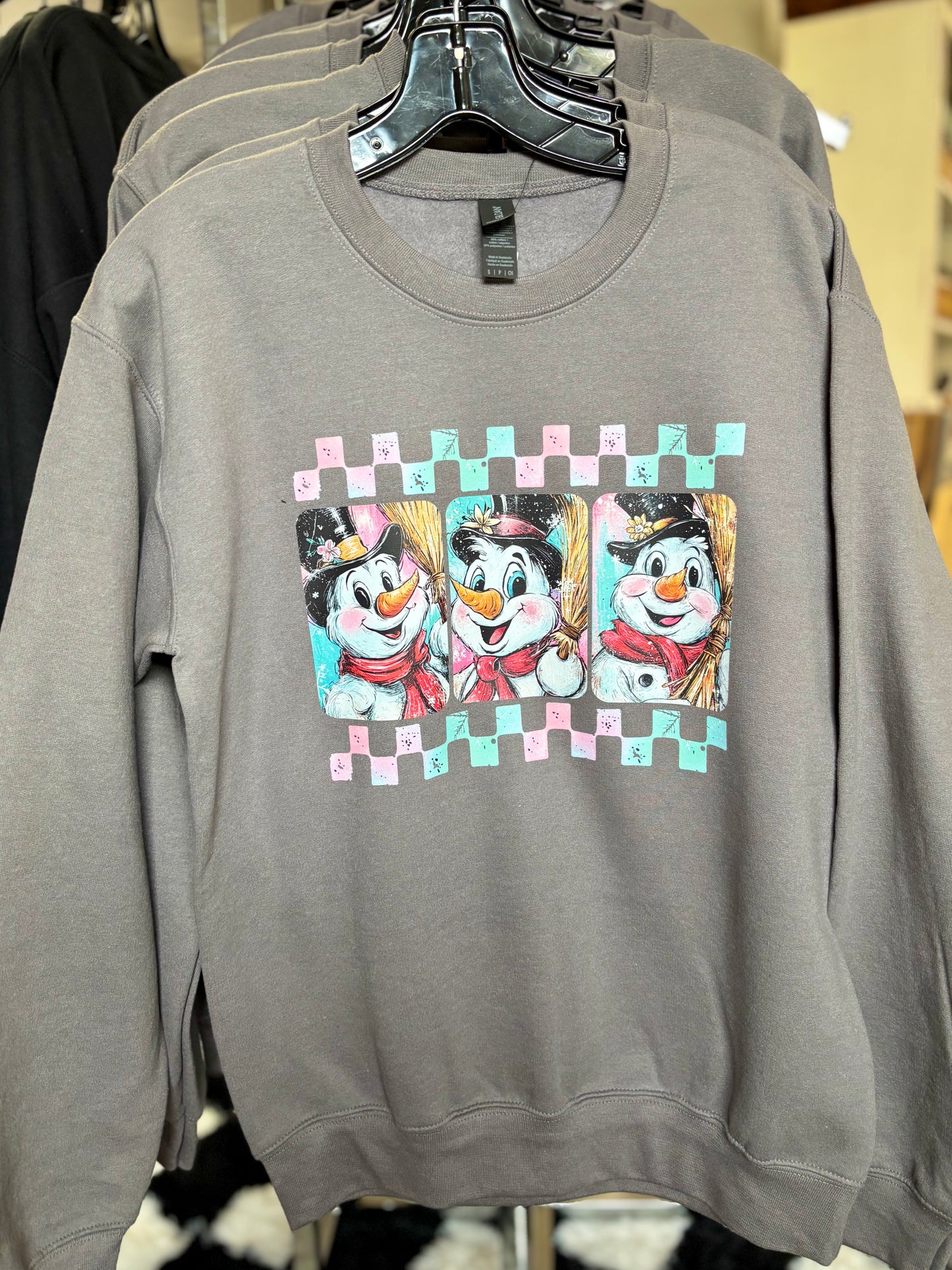 Frosty Checkered Crewneck Pullover