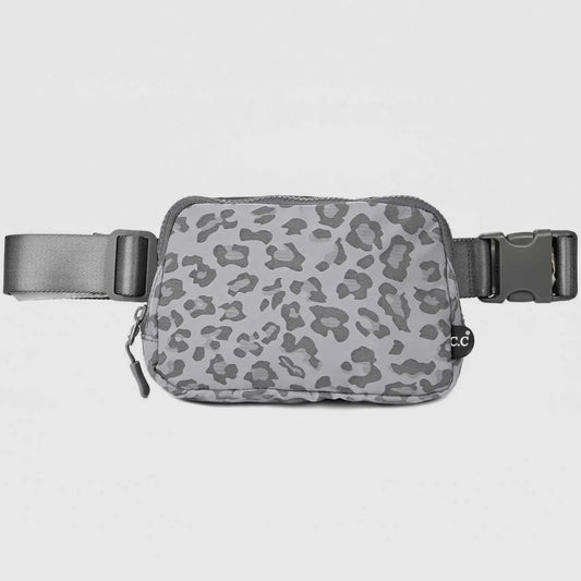 Gray Leopard Fanny Pack