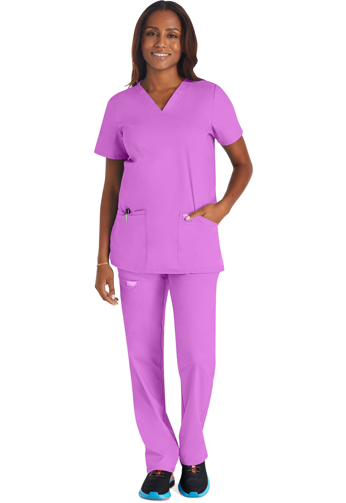 Cherokee Workwear V-Neck Top in Sweet Berry WW620 SVBB