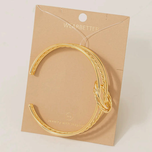 Layered Metallic Wire Cuff Bracelet