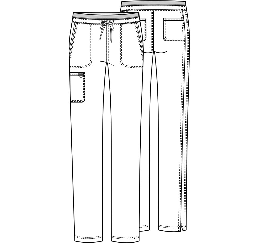 Cherokee Workwear Mid Rise Tapered Leg Drawstring Pant in Sweet Berry WW105 SVBB