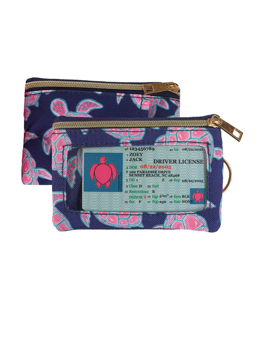 Simply Southern Patterned Zip Wallet with Keyring - Turtles