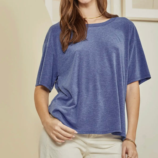 Royal Blue Solid Round Neck Tee