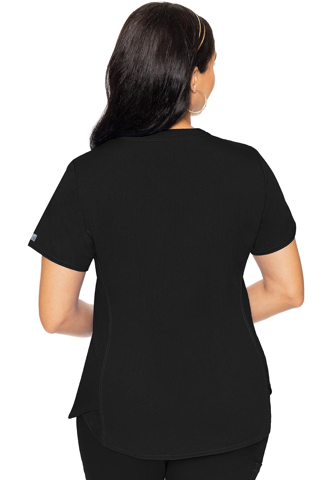 Med Couture V-Neck Shirttail Top in Black MC7459