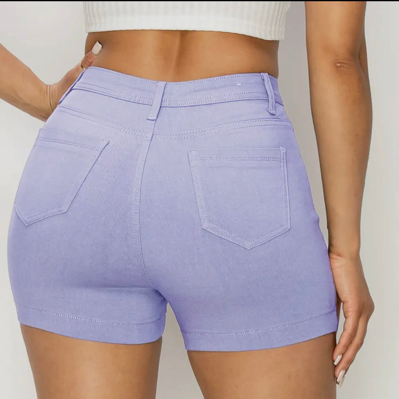 Lilac High Waisted Super-Stretch Shorts