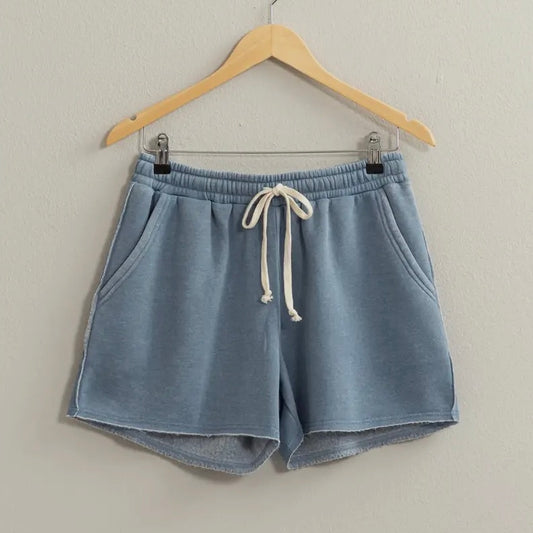 Gray Blue Drawstring Lounge Shorts