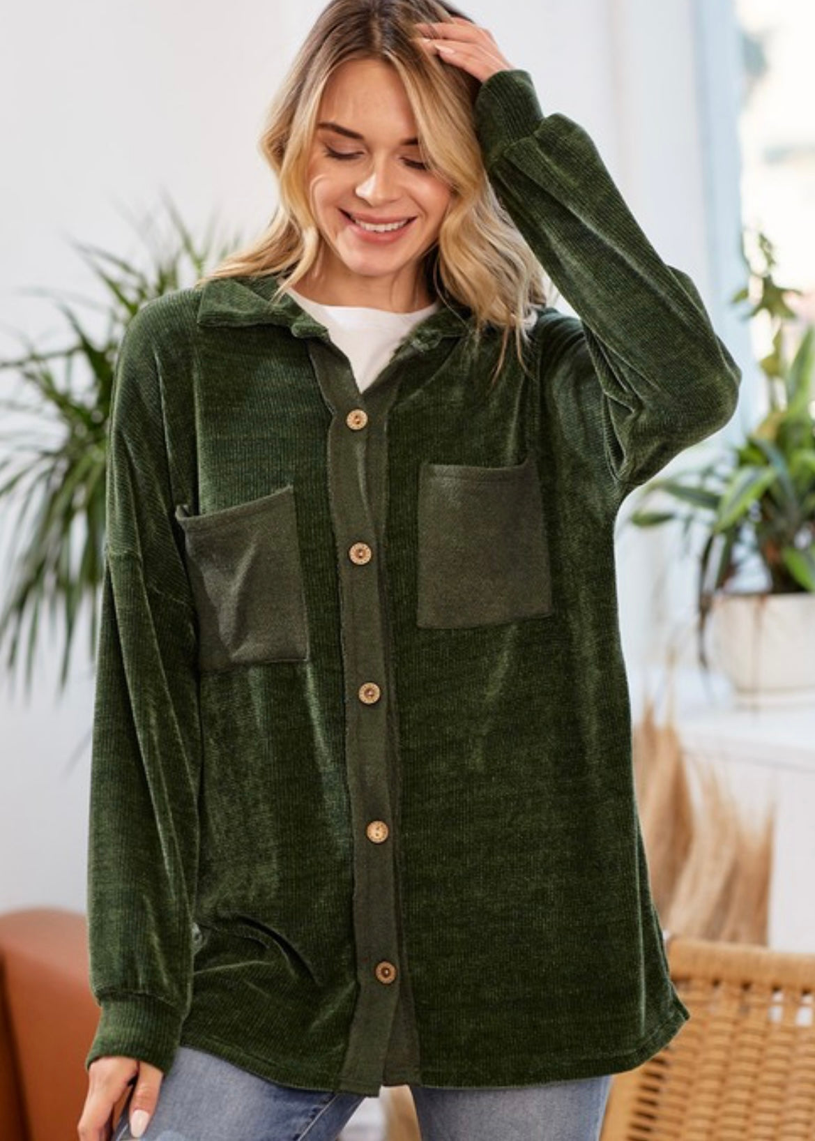 Uniquely You Solid Olive Shacket