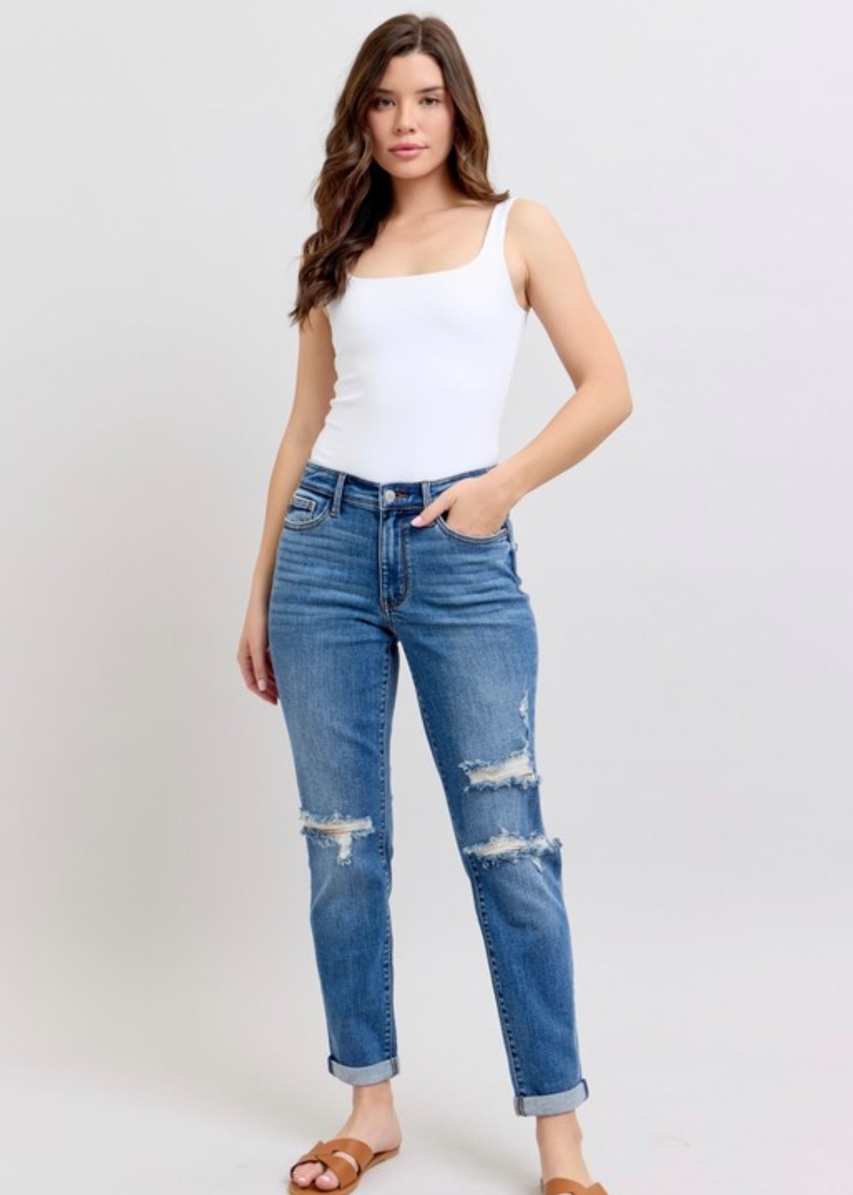 Judy Blue Vintage Wash Boyfriend Fit Jeans