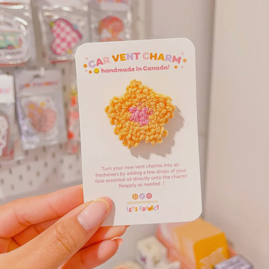 Orange Daisy Punch Needle Car Vent Charm