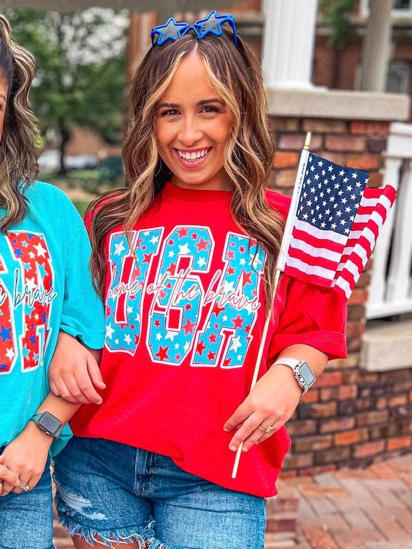 Red USA Home of The Brave Tee