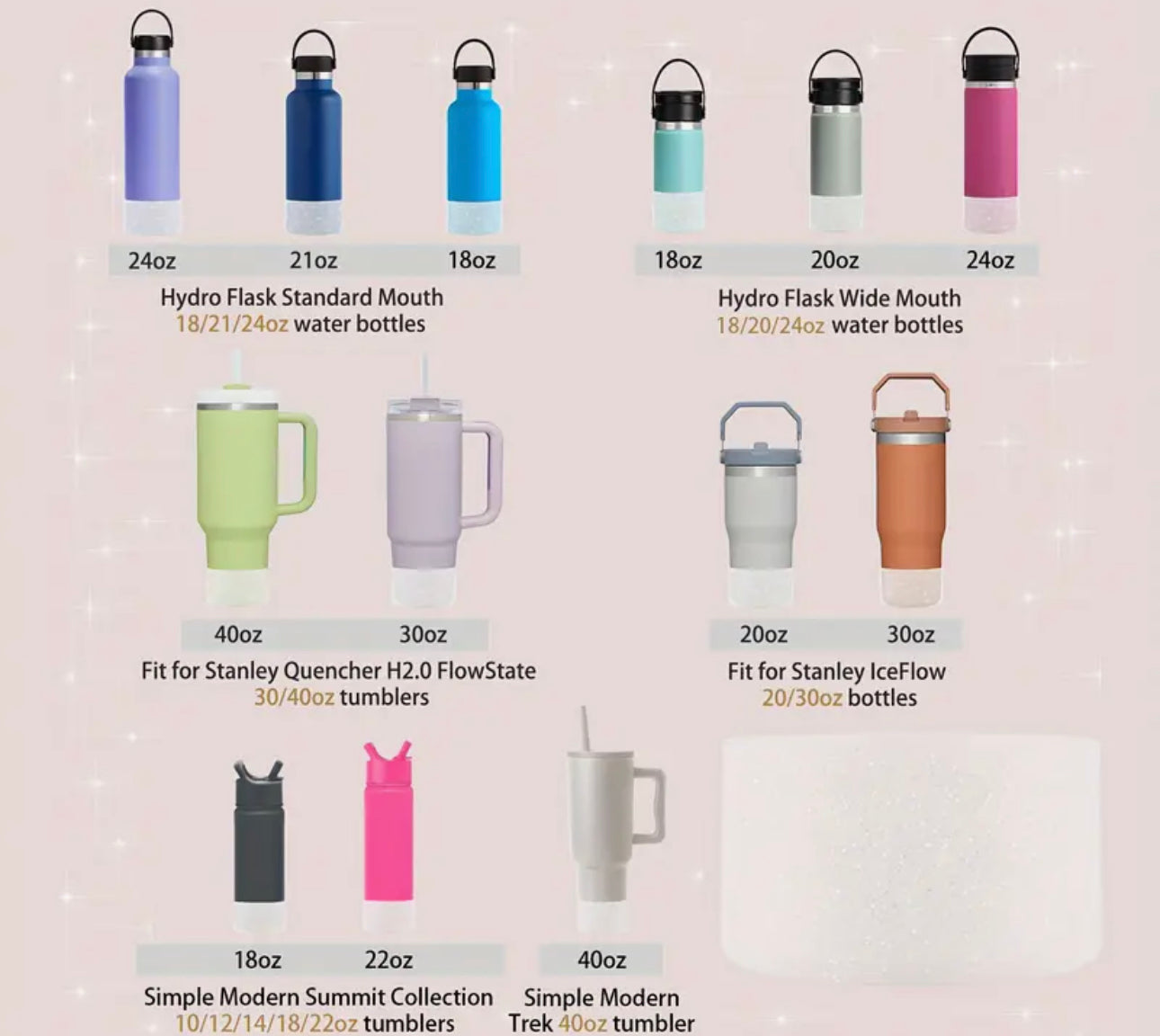 Silicone Cup Sleeve for Bottom of Cup- Cup Sizes 20-40 oz. Non Slip