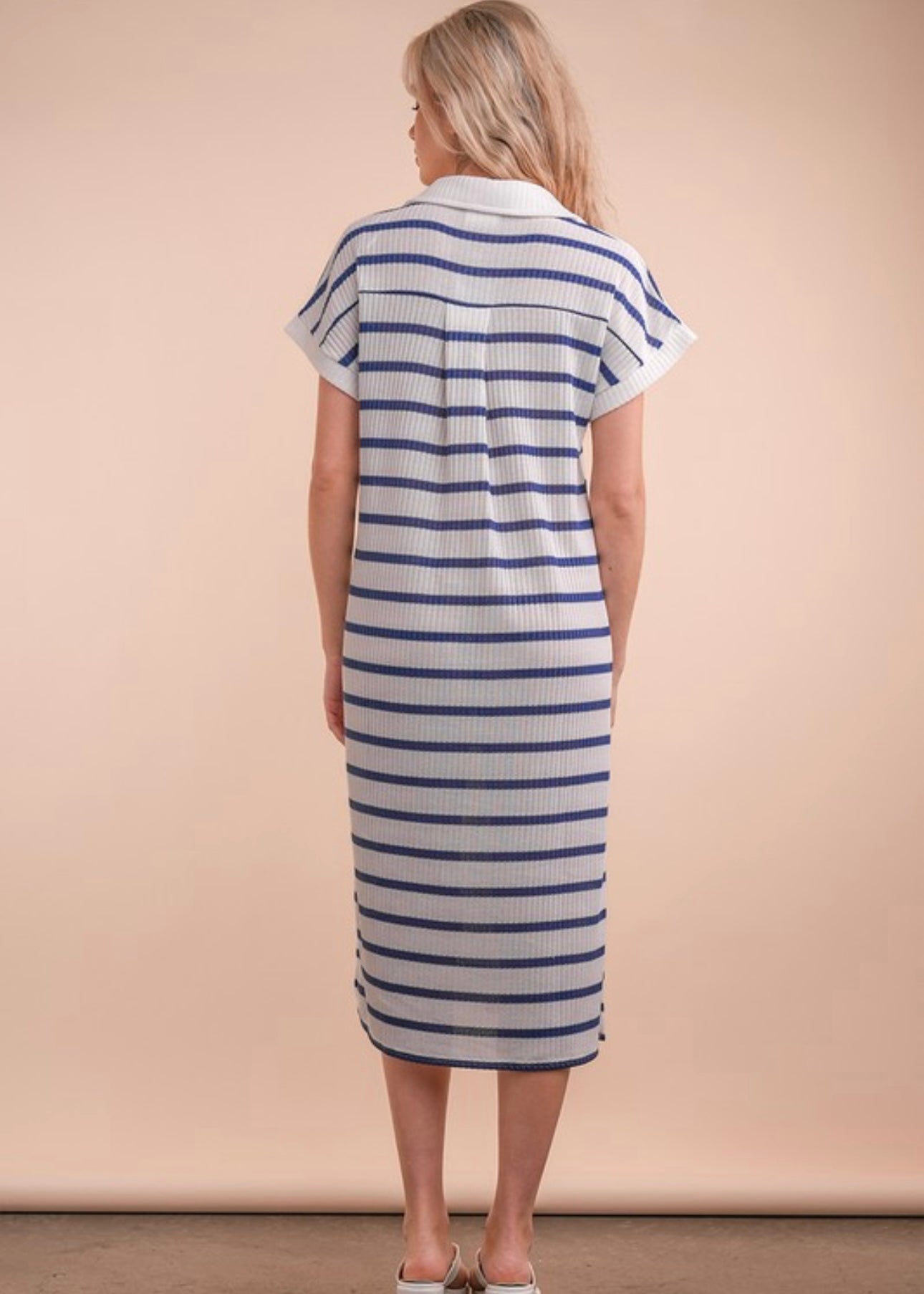 Oversized Navy Striped Midi Dress
