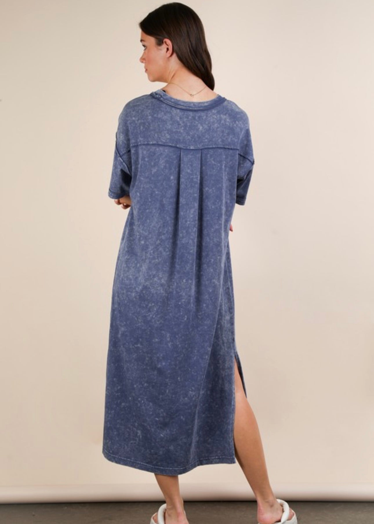 Denim Mineral Wash Midi Dress