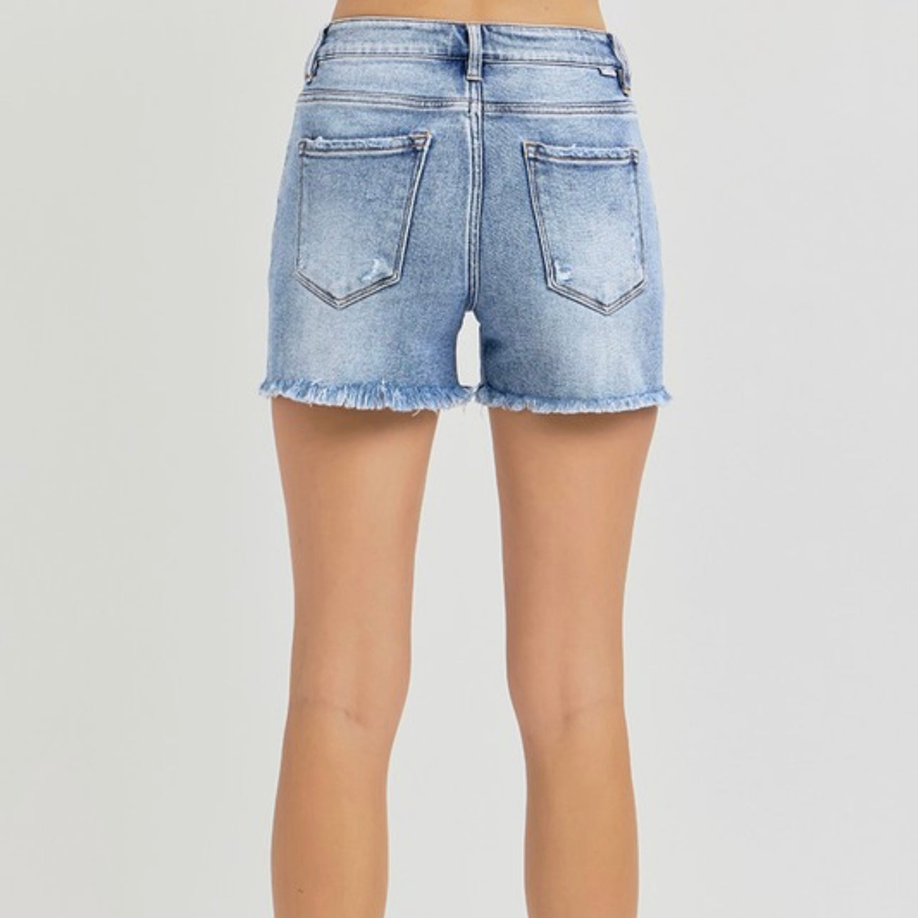Risen High Rise Distressed Denim Shorts