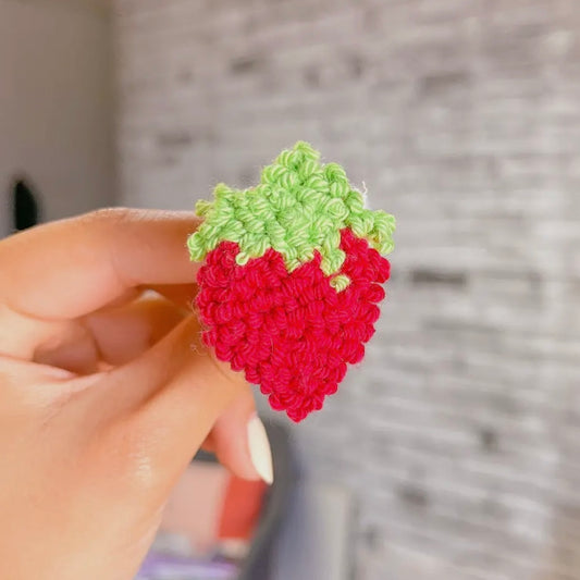 Strawberry Punch Needle Car Vent Charm
