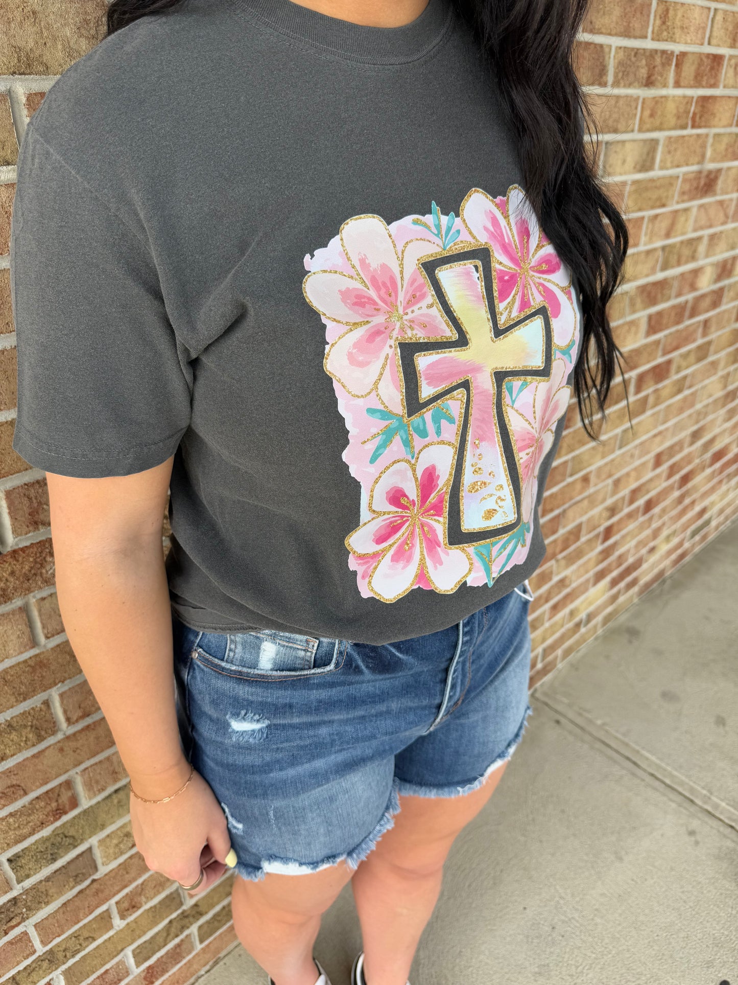 Floral Cross Graphic Tee