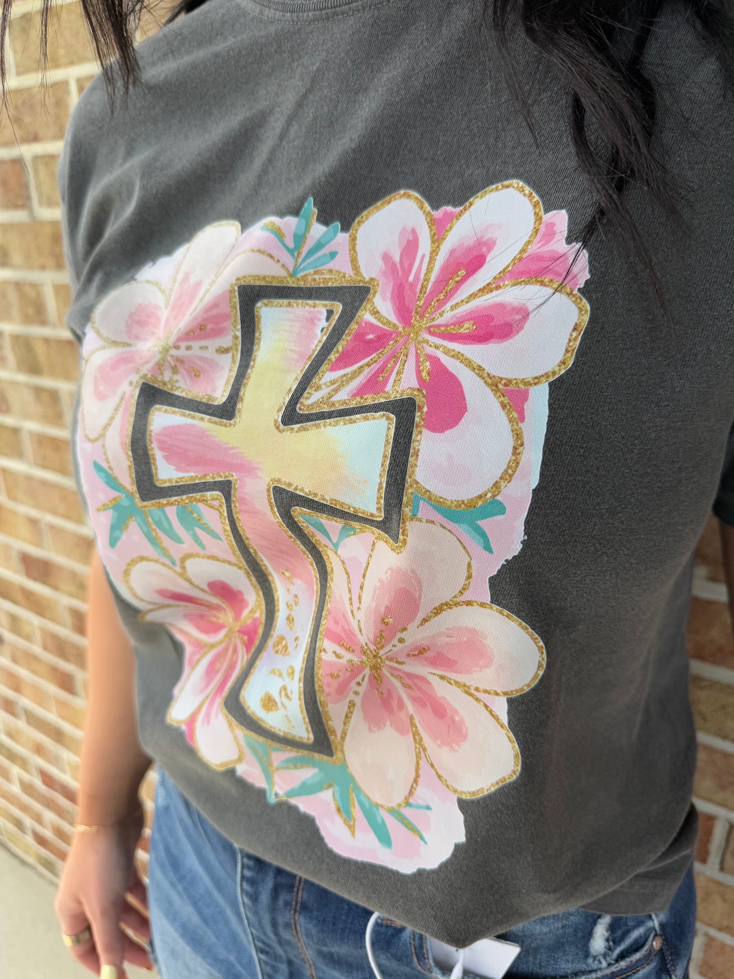 Floral Cross Graphic Tee