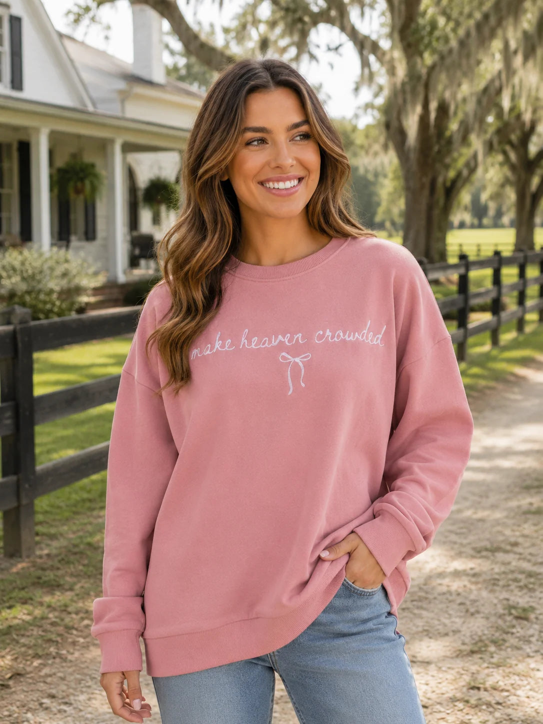 Simply Southern Make Heaven Crowded Embroidered Crewneck